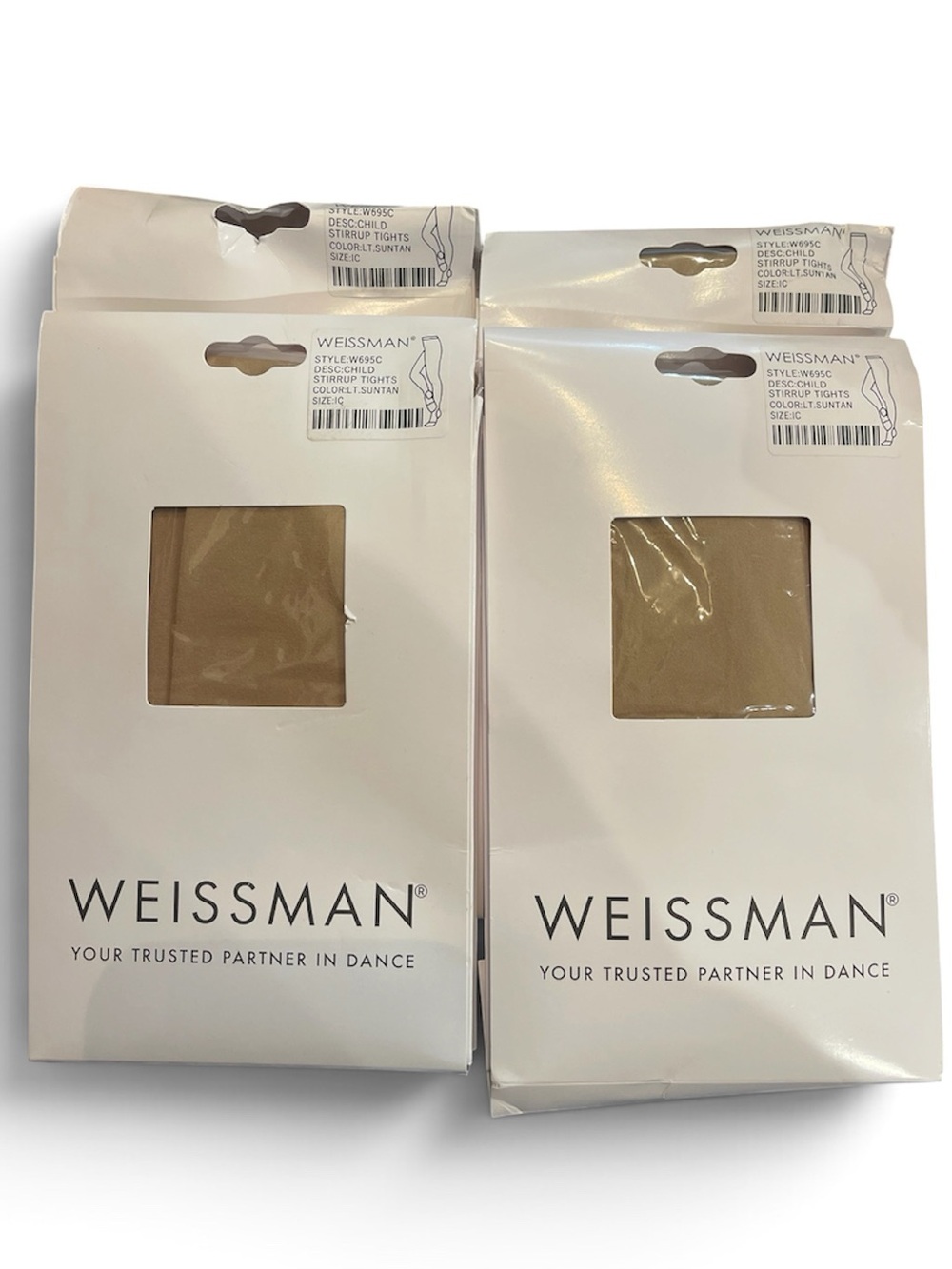 Lot of 4- Weissman Girls IC Dance Tights - Lt Suntan W695C